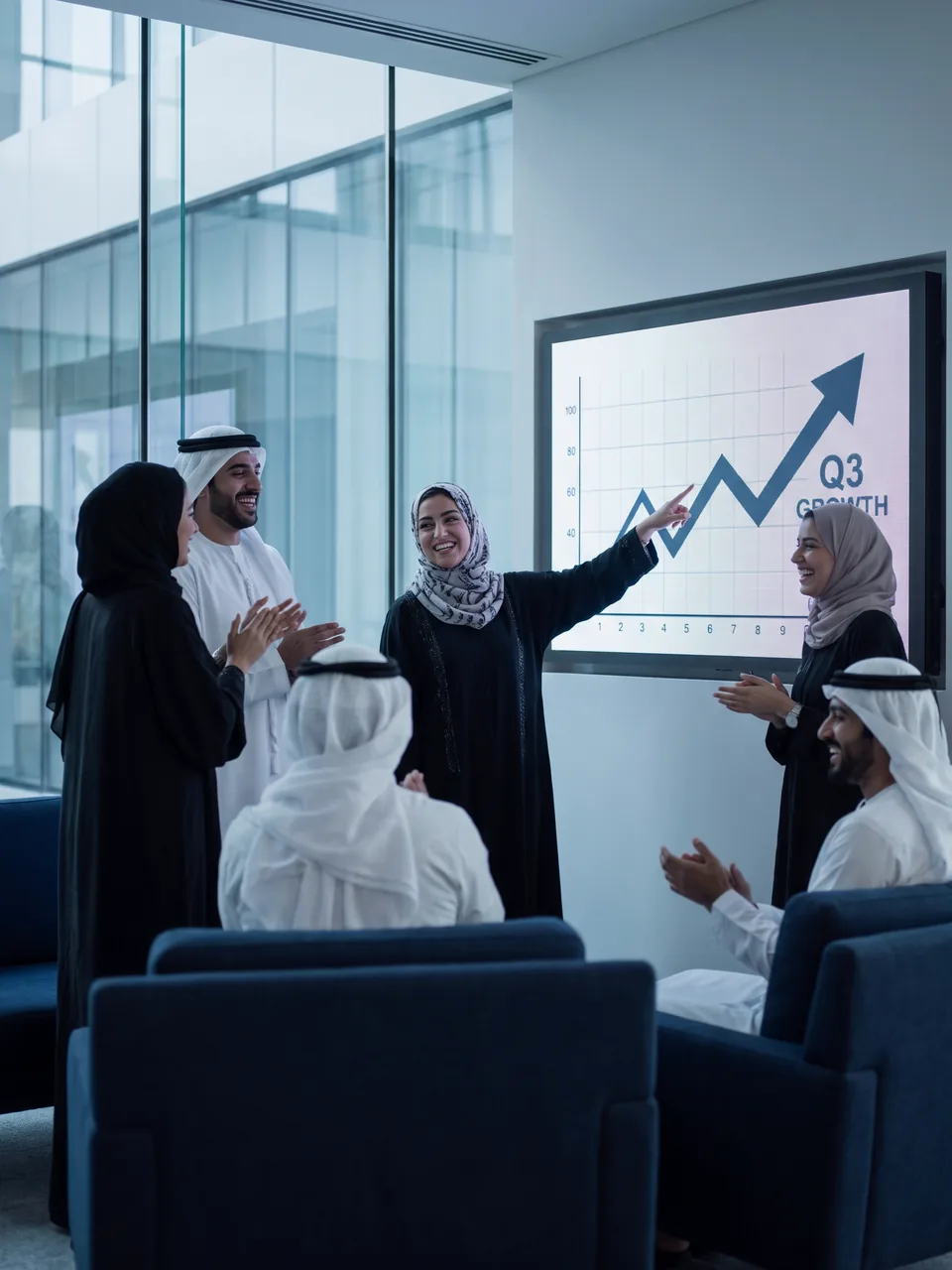 فريق يحتفل بمراجعة ربحية ناجحة